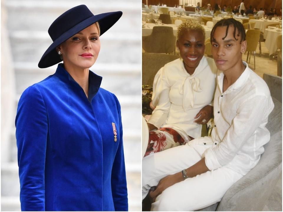 Princess Charlene (left) and Nicole and Alexandre Coste (right).