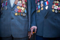 <p>Russian-Israeli World War II veterans gather for a street parade marking Victory Day, in Ashdod, Israel, Monday, May 8, 2017. Israeli World War II veterans from the former Soviet Union marched together with their families across the country Monday to celebrate the 72nd anniversary of the allied victory over Nazi Germany in 1945. (AP Photo/Oded Balilty) </p>