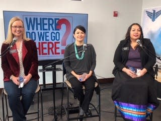 Three new incoming South Dakota lawmakers gathered in Rapid City in December for a taping of the South Dakota Public Broadcasting show, "Where Do We Go From Here?" to discuss the upcoming legislative session. They are, from left, Republican Representative-elect Scyller Borglum, Rapid City; Democratic Senator-elect Red Dawn Foster, Pine Ridge and Democratic Representative-elect Peri Pourier, Pine Ridge.