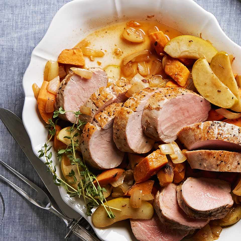 Pork Tenderloin with Apple-Thyme Sweet Potatoes