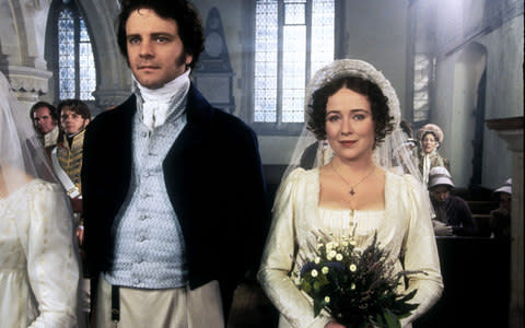 Colin Firth and Jennifer Ehle as Mr Darcy and Elizabeth Bennet in the BBC's 1995 adaptation of Pride and Prejudice - Credit:  Allstar Picture Library/Allstar/BBC