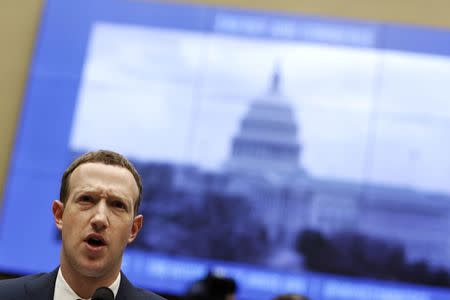 Facebook CEO Mark Zuckerberg testifies before a House Energy and Commerce Committee hearing regarding the company’s use and protection of user data on Capitol Hill in Washington, U.S., April 11, 2018. REUTERS/Aaron P. Bernstein