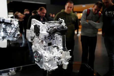 The new Infiniti VC-Turbo engine is displayed at the Paris auto show, in Paris, France, October 14, 2016. REUTERS/Benoit Tessier