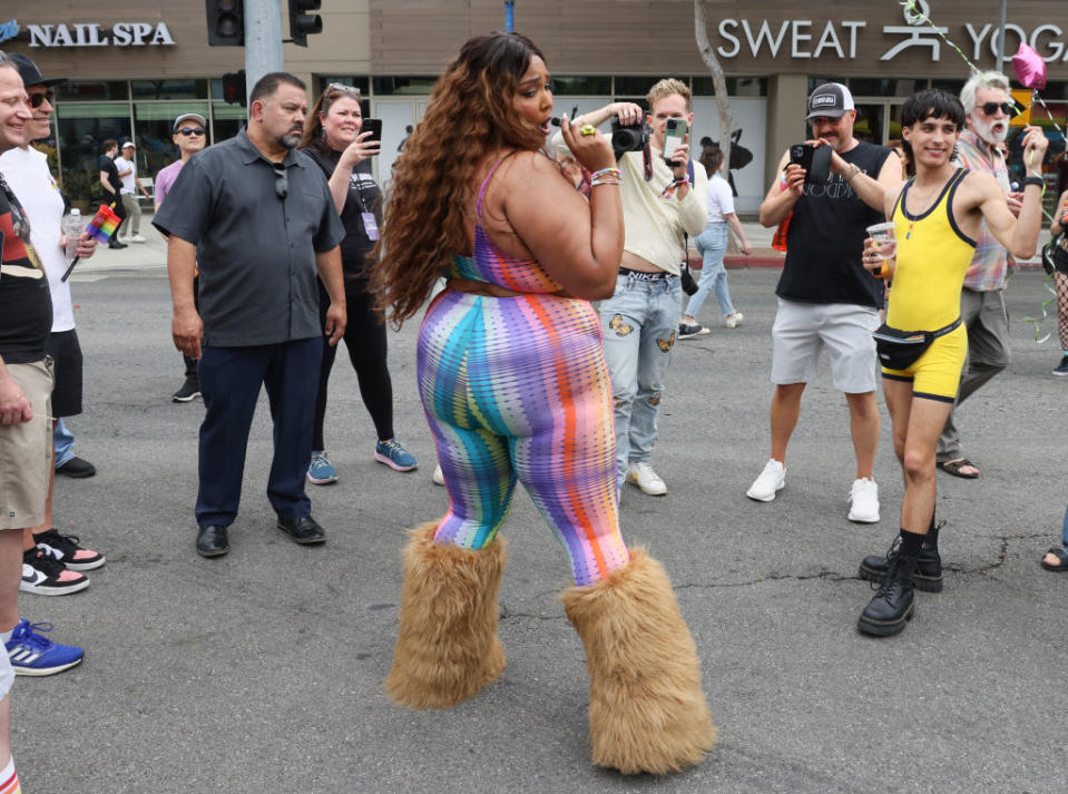 WEST HOLLYWOOD, CALIFORNIA - JUNE 02: Lizzo attends the 2024 WeHo Pride Parade on June 02, 2024 in West Hollywood, California.  (Photo by Rodin Eckenroth/Getty Images)