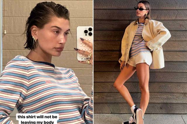 Shop Hailey Bieber's Throwback Pleated Pants Style - Parade