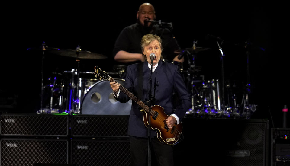 Inglewood, CA - May 13:  Paul McCartney performs during his Got Back tour at SoFi Stadium in Inglewood on Friday, May 13, 2022. (Photo by Keith Birmingham/MediaNews Group/Pasadena Star-News via Getty Images)
