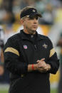 GREEN BAY, WI - SEPTEMBER 08: Head coach Sean Payton of the New Orleans Saints stands on the field before the season opening game against the Green Bay Packers at Lambeau Field on September 8, 2011 in Green Bay, Wisconsin. (Photo by Jonathan Daniel/Getty Images)