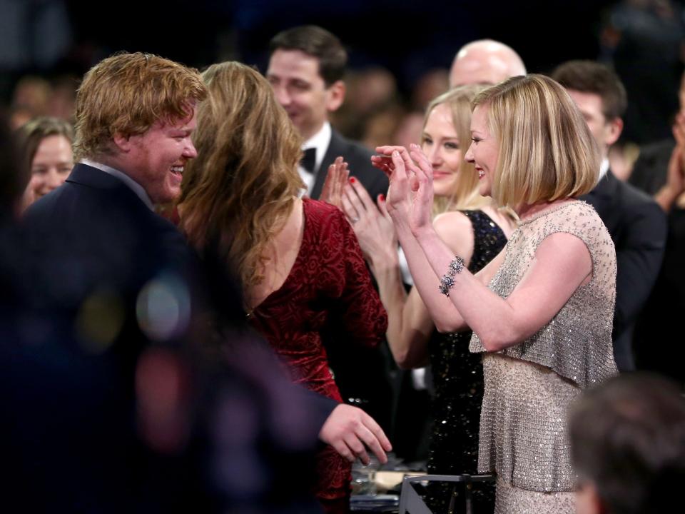 SANTA MONICA, CA - JANUARY 17: Actors Jesse Plemons (L) and Kirsten Dunst attend the 21st Annual Critics' Choice Awards at Barker Hangar on January 17, 2016 in Santa Monica, California