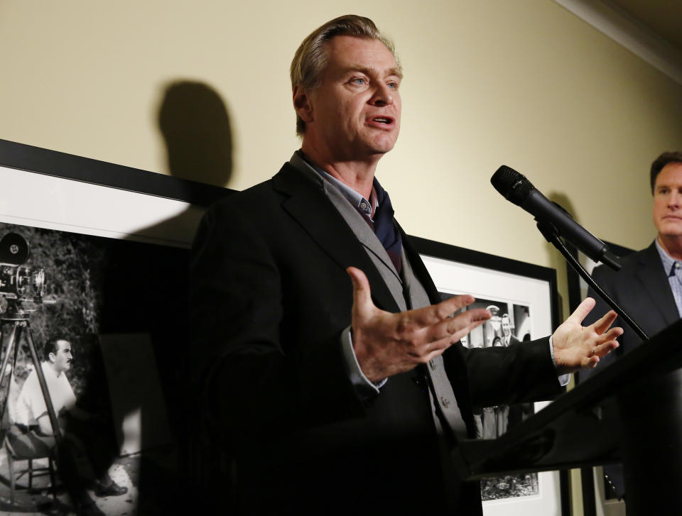 LOS ANGELES, CALIFORNIA - JANUARY 29: Christopher Nolan speaks onstage during the Fourth Annual Kodak Film Awards at ASC Clubhouse on January 29, 2020 in Los Angeles, California. (Photo by Rachel Murray/Getty Images for Kodak)