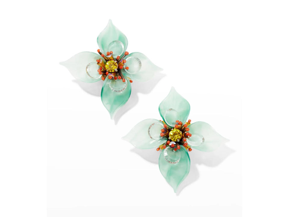 Oscar de la Renta Resin Flower Earrings