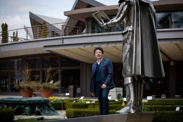 The Stratford Festival, had been holding annual theatre productions in Stratford, Ont., since 1953, and put its 2020 season on hold amidst the COVID-19 pandemic. Artistic Director Antoni Cimolino, pictured in front of Festival Theatre, says performances will return in 2021 with an open-air season. (Evan Mitsui/CBC - image credit)