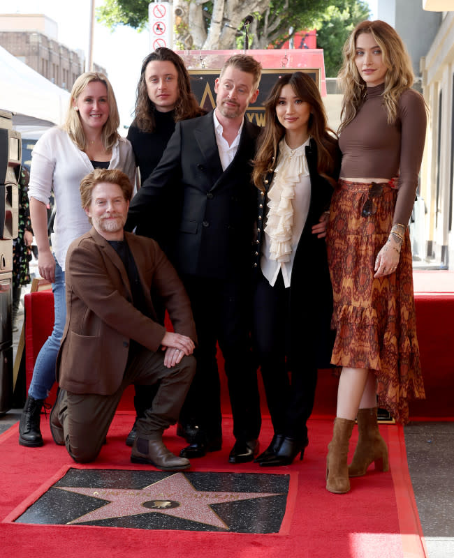 HOLLYWOOD, CALIFORNIA - DECEMBER 01: (L-R) Quinn Culkin, Seth Green, Rory Culkin, Macaulay Culkin, Brenda Song and Paris Jackson attend the ceremony honoring Macaulay Culkin with a Star on the Hollywood Walk of Fame on December 01, 2023 in Hollywood, California. (Photo by Amy Sussman/Getty Images)<p>Amy Sussman/Getty Images</p>