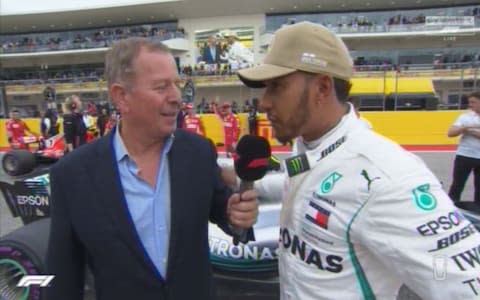 Lewis Hamilton reacts to pole position - Credit: sky sports f1