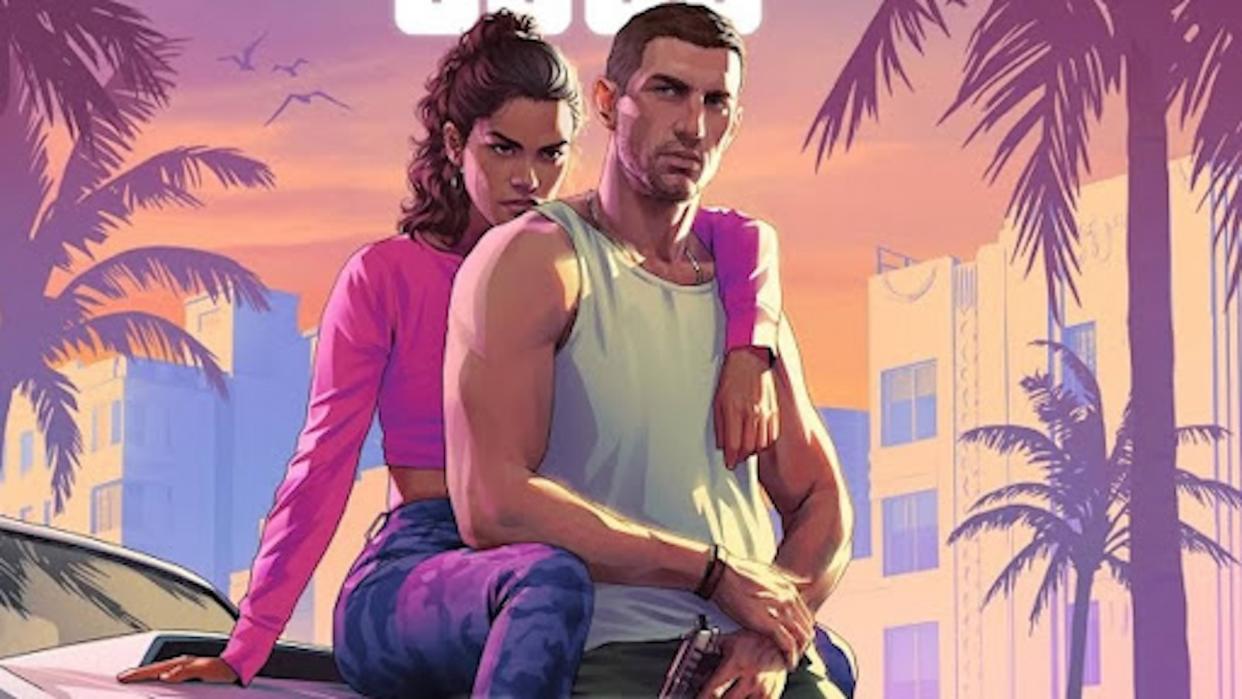  Lucia and her partner sat on the bonnet of a car in the GTA 6 key art. 