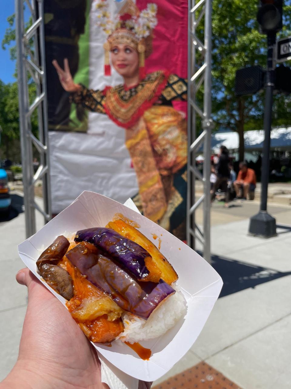 Terong balado, an eggplant dish from the Indonesian Village, at the 2022 CelebrAsian festival.