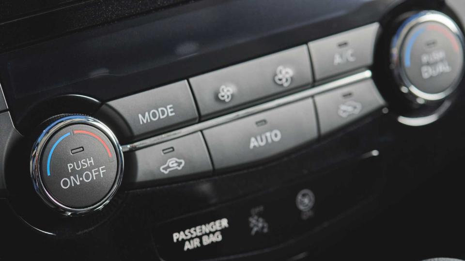 Modern car climate control system close up view