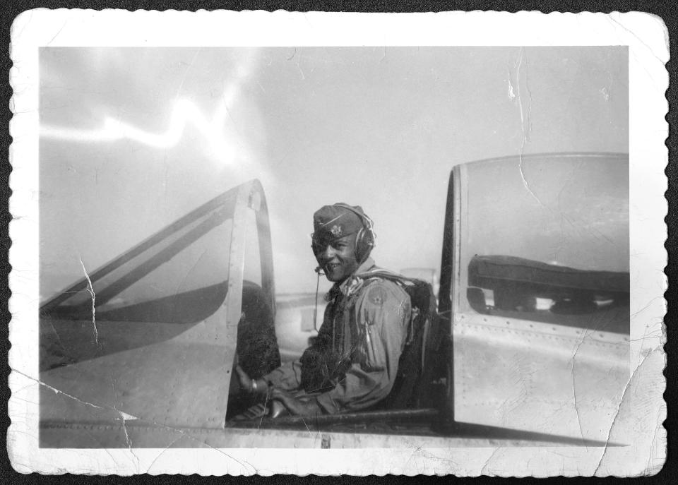 This image released by National Geographic shows Air Force Capt. Ed Dwight in the cockpit at the beginning of his flight training in 1954. Dwight is featured in a documentary “The Space Race," which chronicles the stories of Black astronauts. (Courtesy of Ed Dwight/National Geographic via AP)
