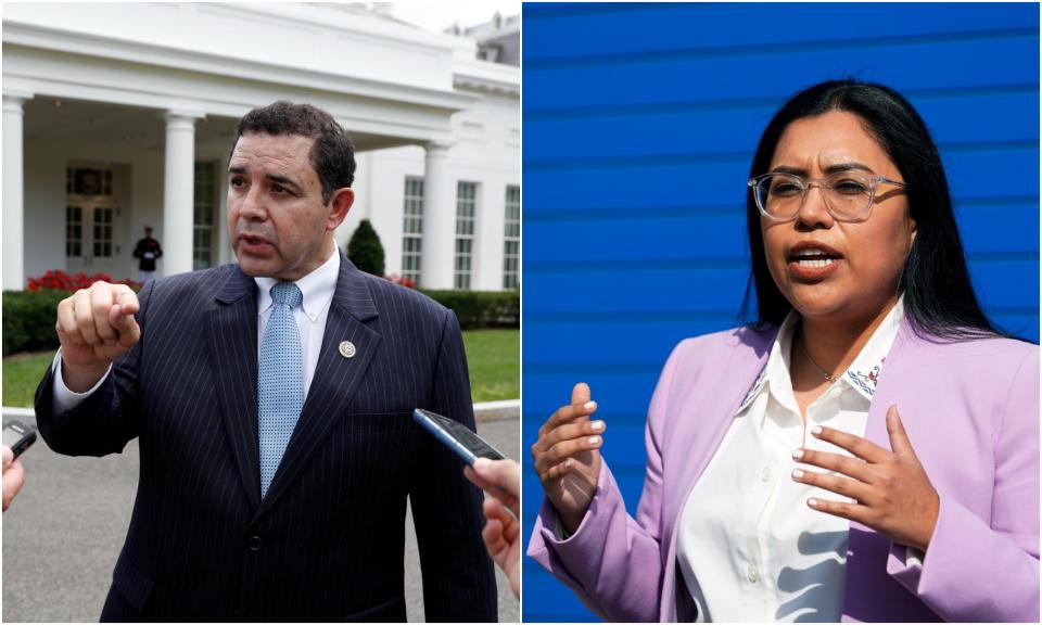 Rep. Henry Cuellar, left, and Jessica Cisneros, right