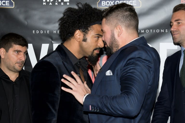 Tony Bellew (R) is uncompromising in his criticism of David Haye (L) whose crude verbal jibes have made for an acrimonious build-up to their heavyweight bout