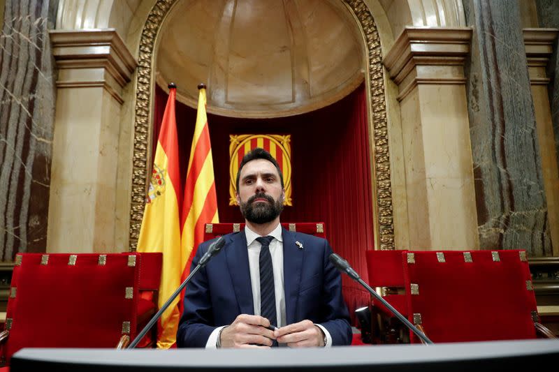 FILE PHOTO: Catalonia's Parliament President Roger Torrent looks on during a session at the Parliament of Catalonia, in Barcelona