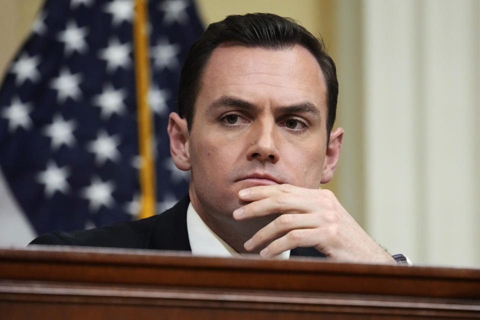Rep. Mike Gallagher listens during a hearing of a House Committee Hearing at the Capitol (Alex Brandon / AP)