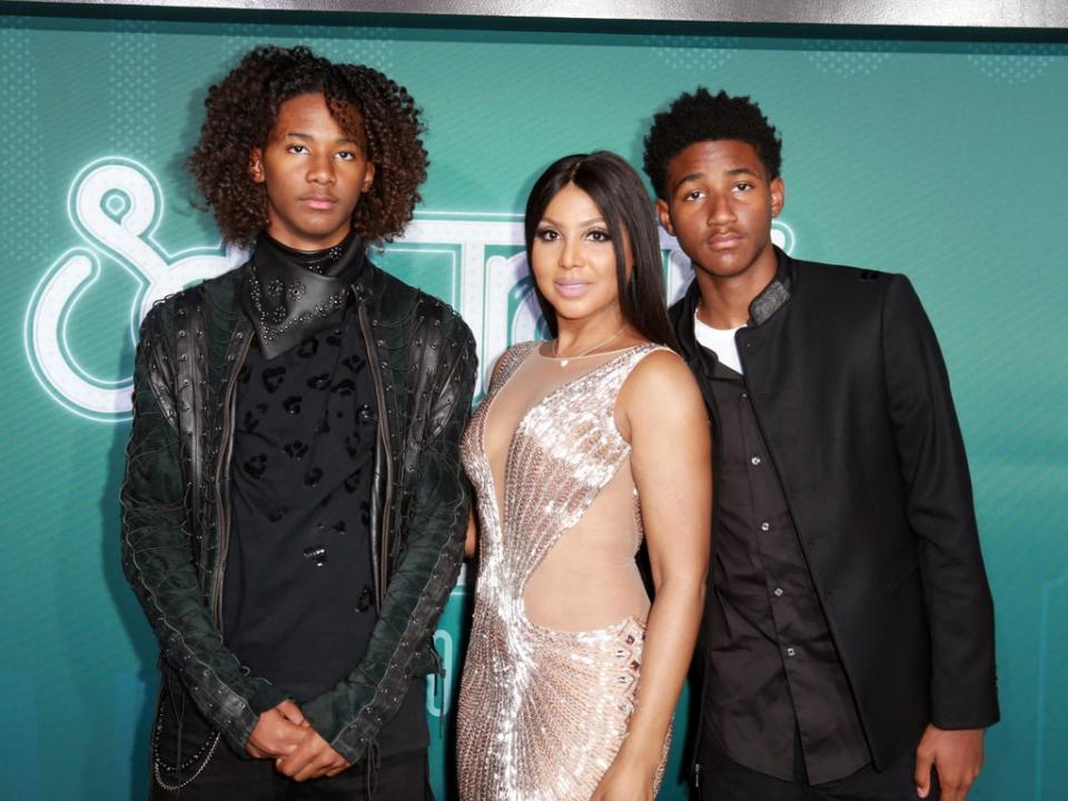 Diezel Ky Braxton-Lewis, Toni Braxton, and Denim Cole Braxton-Lewis attending the 2017 Soul Train Awards (Getty Images for BET)