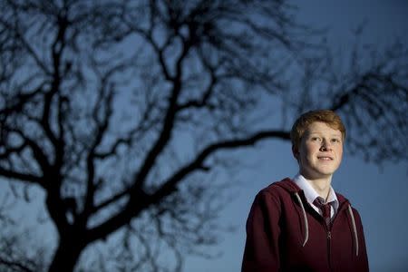 Lachlan Eggo, 16, from Dumfries, southwest Scotland poses for a photograph in the border town of Gretna Green March 3, 2014. REUTERS/Paul Hackett