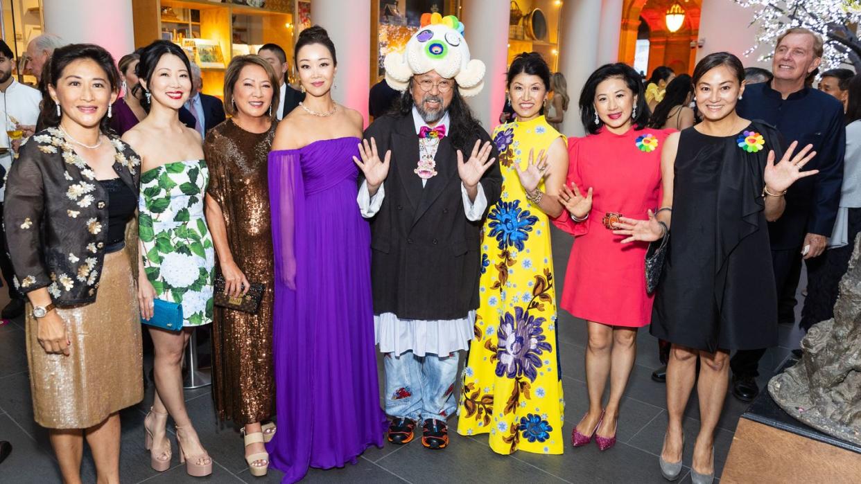 san francisco, ca september 13 rosina sun, huifen chan, eliza cash, sandra cheung, takashi murakami, akiko yamazaki, gorretti lui and tiffany chang attend asian art museums 2023 gala celebrating takashi murakami and unfamiliar people on september 13th 2023 at asian art museum 200 larkin st, sf, ca 94102 us in san francisco, ca photo devlin shand for drew altizer photography