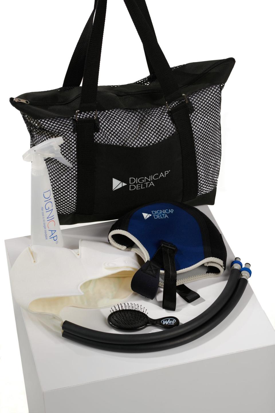 Scalp cooling therapy patients must buy a kit from a vendor – in this case Dignitana – and then purchase time on the machine that circulates a cooling liquid around the scalp during chemotherapy treatments.