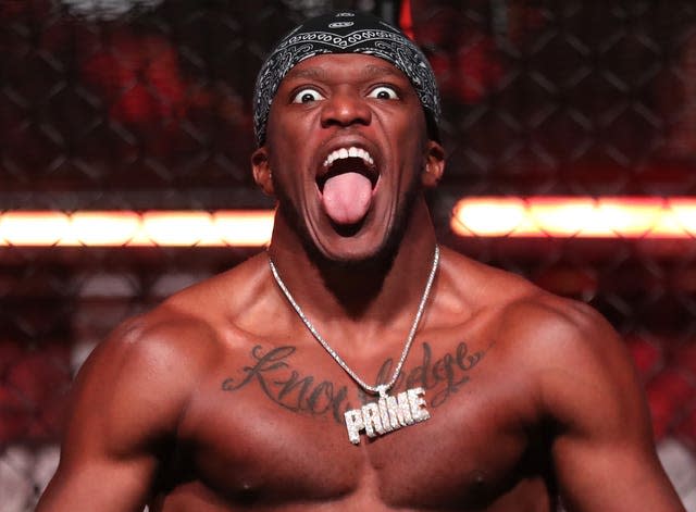 KSI with his tongue out