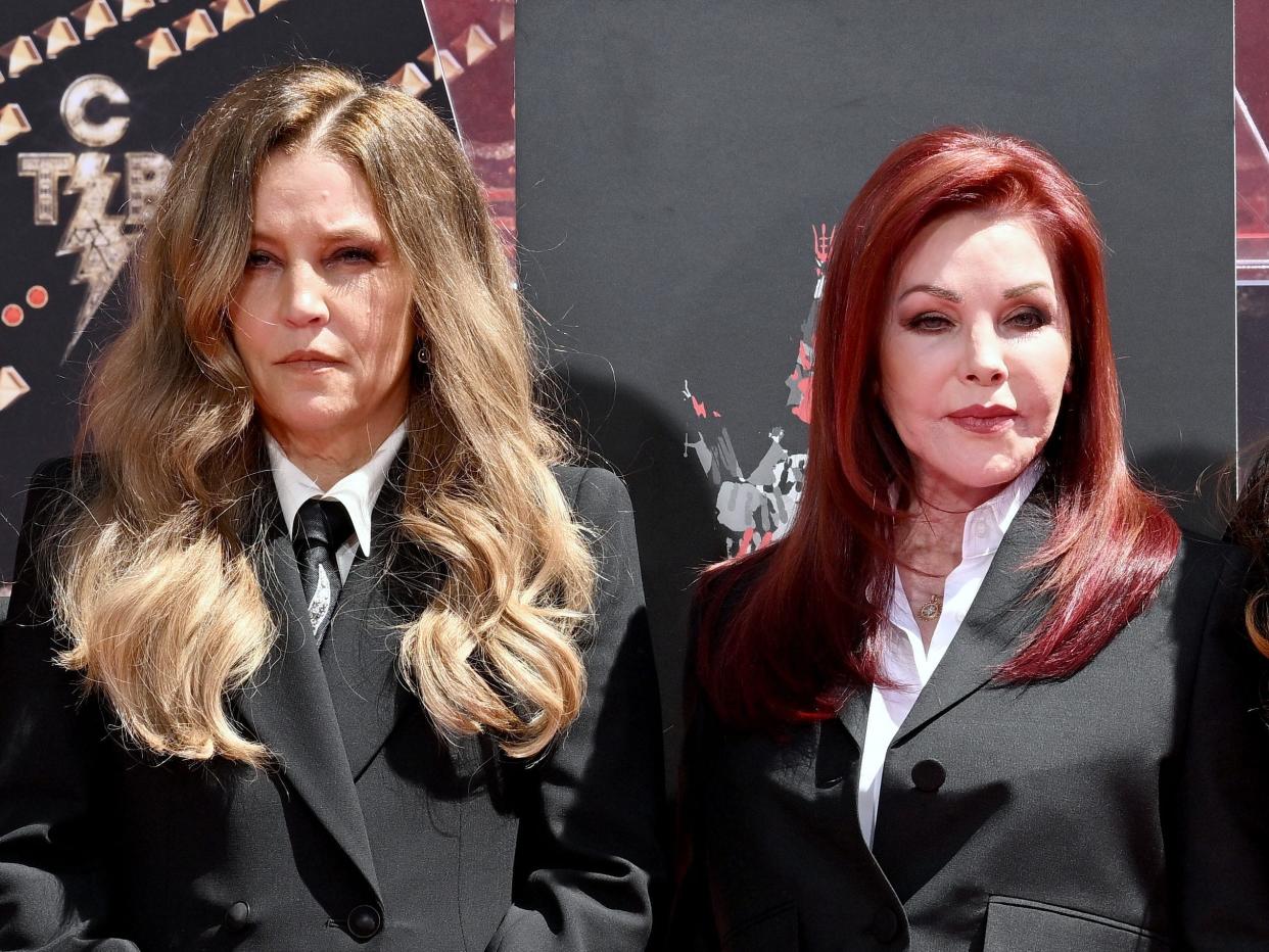 Lisa Marie Presley and Priscilla Presley at the Handprint Ceremony honoring Three Generations of Presley's at TCL Chinese Theatre on June 21, 2022.