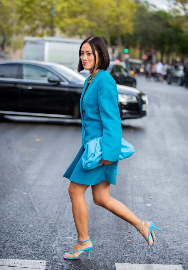 Bottega Veneta in street style at Paris Fashion Week. Photo: Christian Vierig/Getty Images