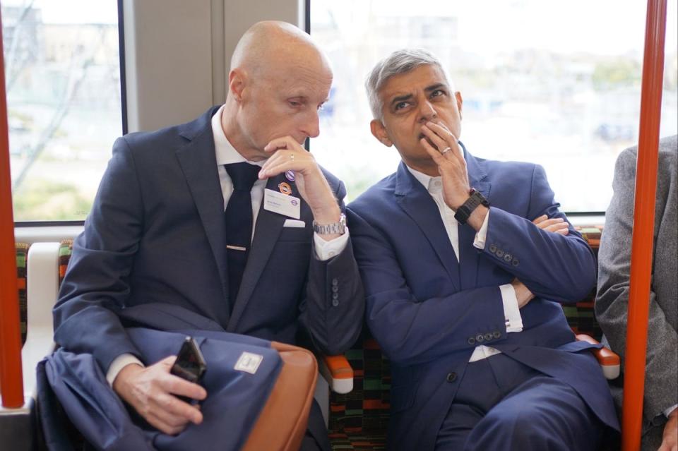 Mayor of London Sadiq Khan (right) with Andy Byford, Commissioner of Transport for London (PA)