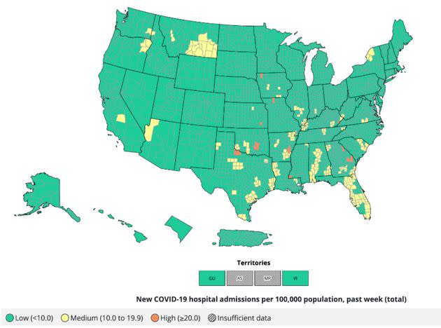 There are currently more people hospitalized for COVID-19 in Florida than in any other state. Pictured in this map is the reported new COVID-19 hospitalization rate per 100,000 population within the past week by county.