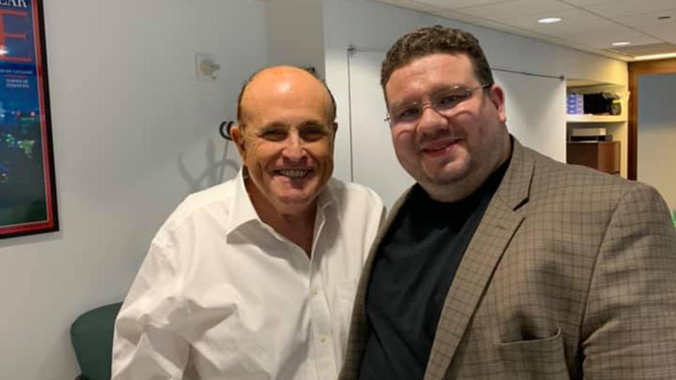 Andrii Telizhenko during a meeting with Rudy Giuliani posted on May 22. (Photo: via Facebook)