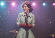 This image released by Amazon shows Rachel Brosnahan in a scene from "The Marvelous Mrs. Maisel." The program was named one of the top ten TV shows of 2018 by the Associated Press. (Nicole Rivelli/Amazon via AP)