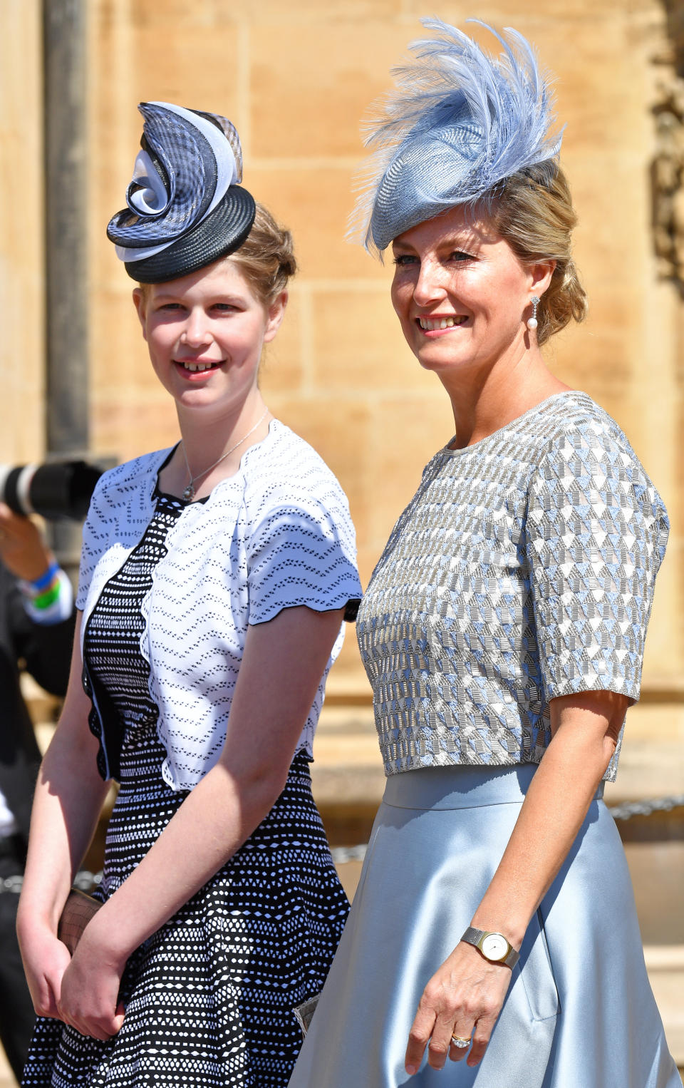 WINDSOR, UNITED KINGDOM - MAY 19: (EMBARGOED FOR PUBLICATION IN UK NEWSPAPERS UNTIL 24 HOURS AFTER CREATE DATE AND TIME) Lady Louise Windsor and Sophie, Countess of Wessex attend the wedding of Prince Harry to Ms Meghan Markle at St George's Chapel, Windsor Castle on May 19, 2018 in Windsor, England. Prince Henry Charles Albert David of Wales marries Ms. Meghan Markle in a service at St George's Chapel inside the grounds of Windsor Castle. Among the guests were 2200 members of the public, the royal family and Ms. Markle's Mother Doria Ragland. (Photo by Pool/Max Mumby/Getty Images)