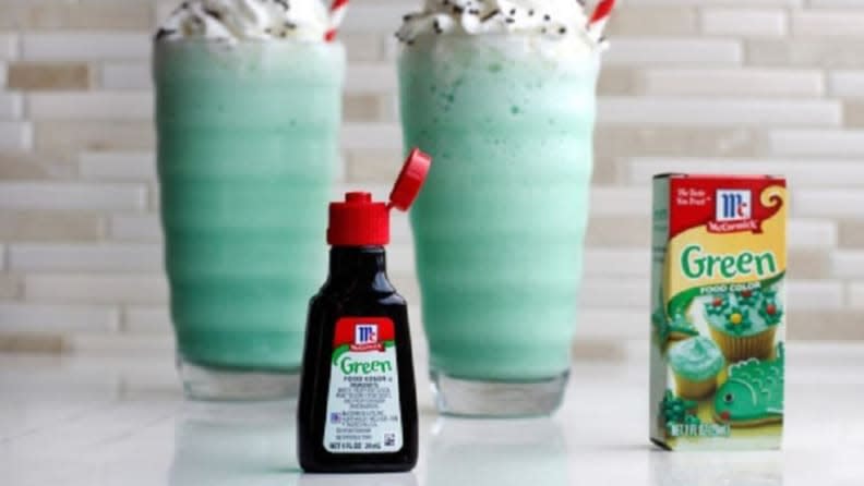 Shamrock shakes can be made at home (food coloring optional).