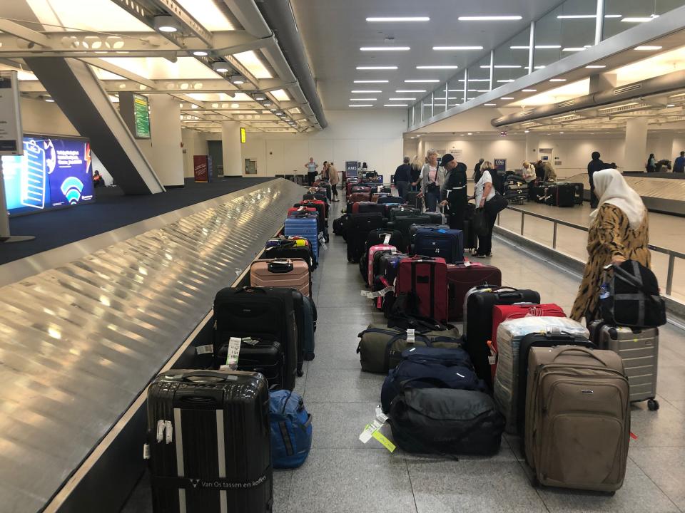 Bags waiting to be reclaimed at JFK Terminal 4.
