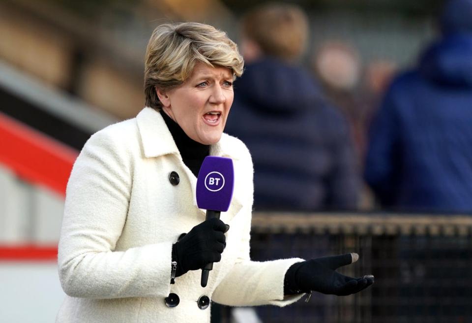 Clare Balding at the FA Women’s Super League match in March (John Walton/PA)