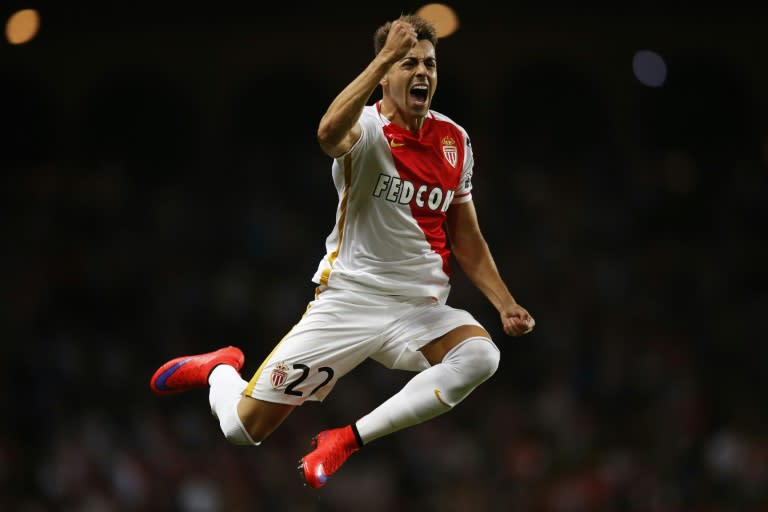 Monaco's Italian forward Stephan El Shaarawy celebrates after scoring the 4-0 during the UEFA Champions League third qualifying round second leg football match between against BSC Young Boys on August 4, 2015