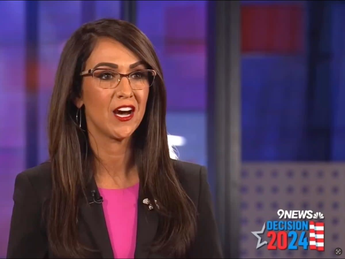 Lauren Boebert pushes back during  a Republican debate on Friday after confronted over the ‘Beetlejuice’ scandal (9 News / screengrab)