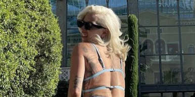 Lady Gaga Chilling Poolside in Las Vegas Wearing a Thong Bikini Is a Vibe