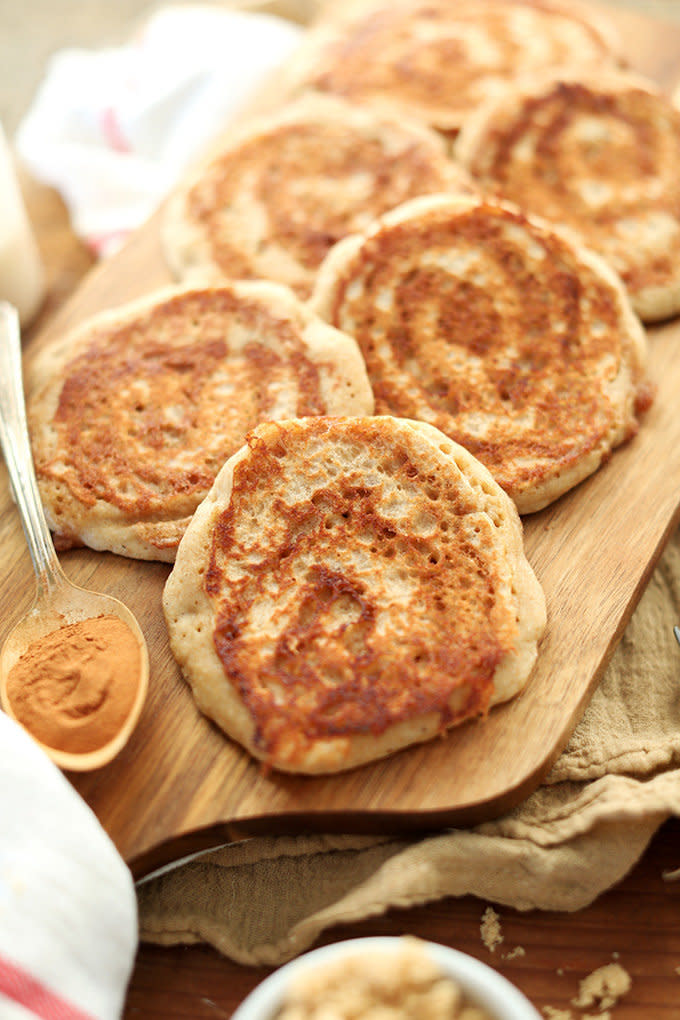 <strong>Get the <a href="http://minimalistbaker.com/vegan-cinnamon-roll-pancakes/" target="_blank">Cinnamon Roll Pancakes recipe</a> from Minimalist Baker</strong>