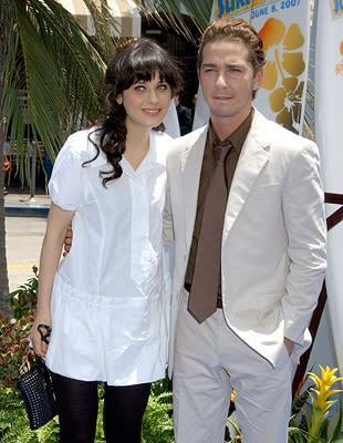 Zooey Deschanel and Shia LaBeouf at the premiere of Columbia Pictures' Surf's Up