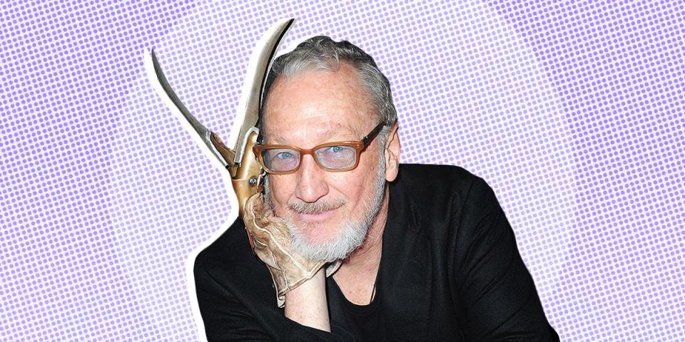 Robert Englund wearing Freddy Krueger's claws.