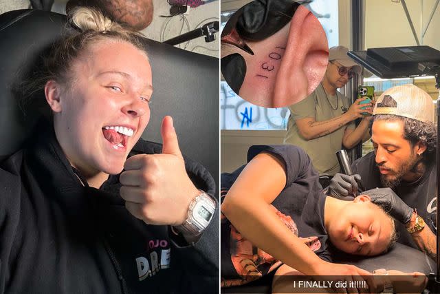 <p>Jojo Siwa/ Snapchat</p> JoJo Siwa shows off first tattoo on social media