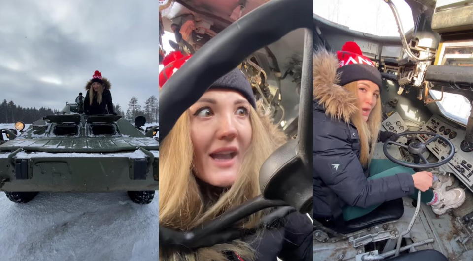 圖／烏克蘭正妹把俄羅斯裝甲車開走，還拍成「教學影片」網路爆紅！