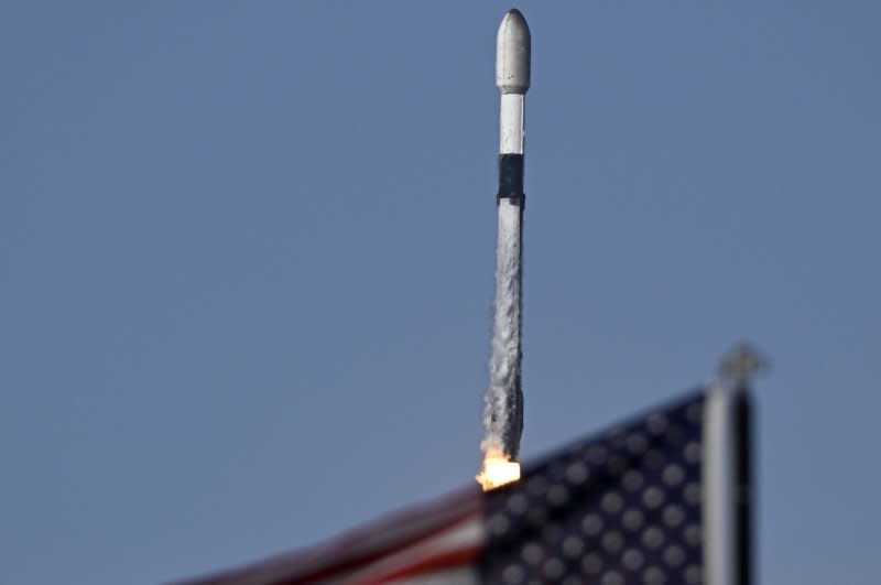 A SpaceX Falcon 9 rocket launches 23 Starlink satellites on Mission 6-51 from Launch Complex 39 at the Kennedy Space Center in Florida on Wednesday. More than eight minutes later, the rocket’s first-stage booster landed aboard a drone ship out in the Atlantic Ocean. Photo by Joe Marino/UPI