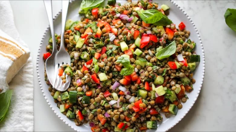 Plate of lentil salad
